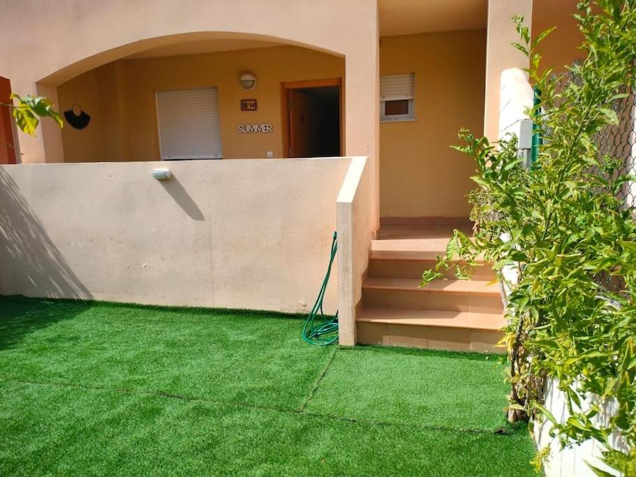 Bajo Con Jardin A Pie De Playa Y Piscina Comunitaria Con Jacuzzi Apartment Playas de Vera Ngoại thất bức ảnh
